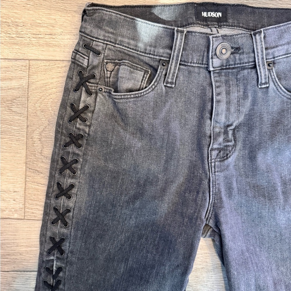 Hudson The Stevie Contour Lace Up Skinny Jeans Black size 26 - Picture 5 of 8